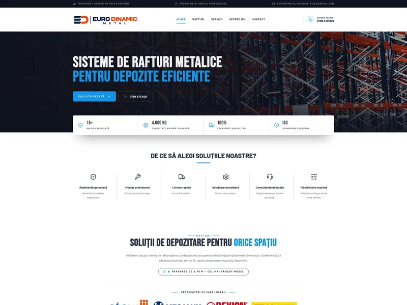 Business Website — Euro Dinamic — Metal Racking Systems: website built by RebeDesign, design preview