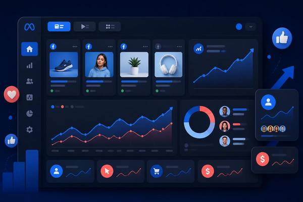 Dashboard campanii Facebook Ads administrate de RebeDesign
